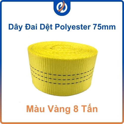 Dây đai polyester bản 75mm màu vàng 8 tấn